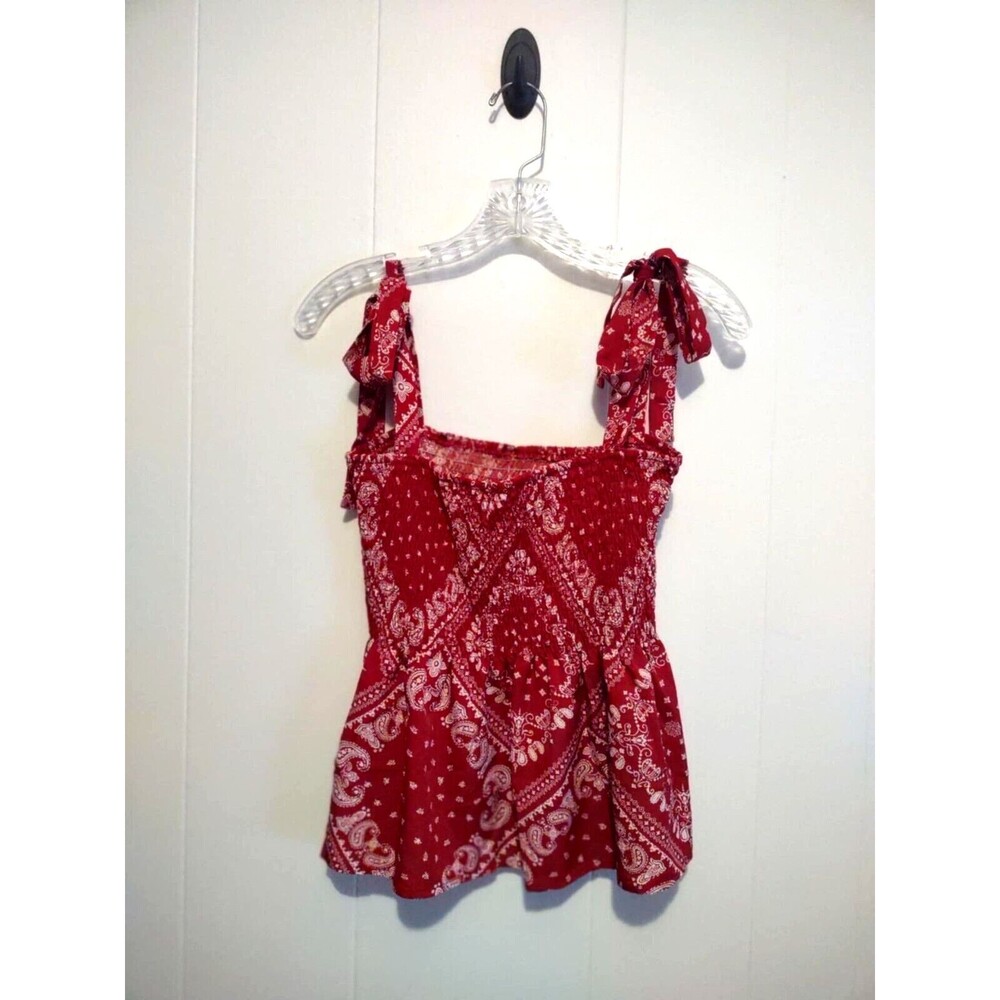 Shein | Red Bandana Paisley Tie Sleeve Flowy Tank Size Large